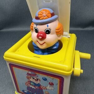 1980s Meritus Industries Clown Jack In The Box Musical Toy Nursery Decor READ